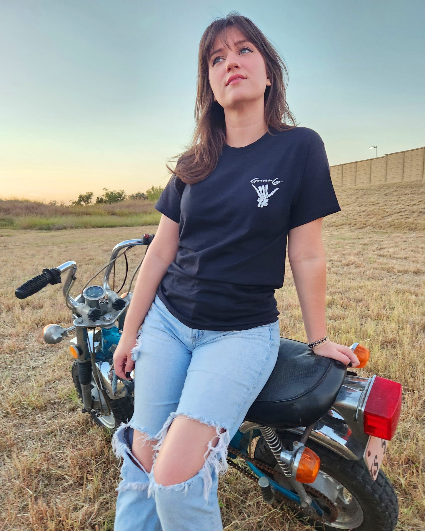 Dude Doing Wheelie Black and White Tee