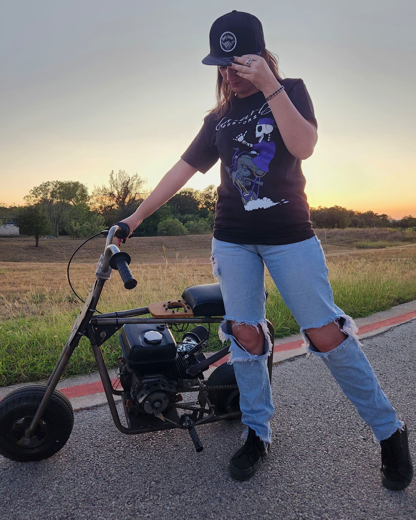 Dude Doing Wheelie Colored Tee