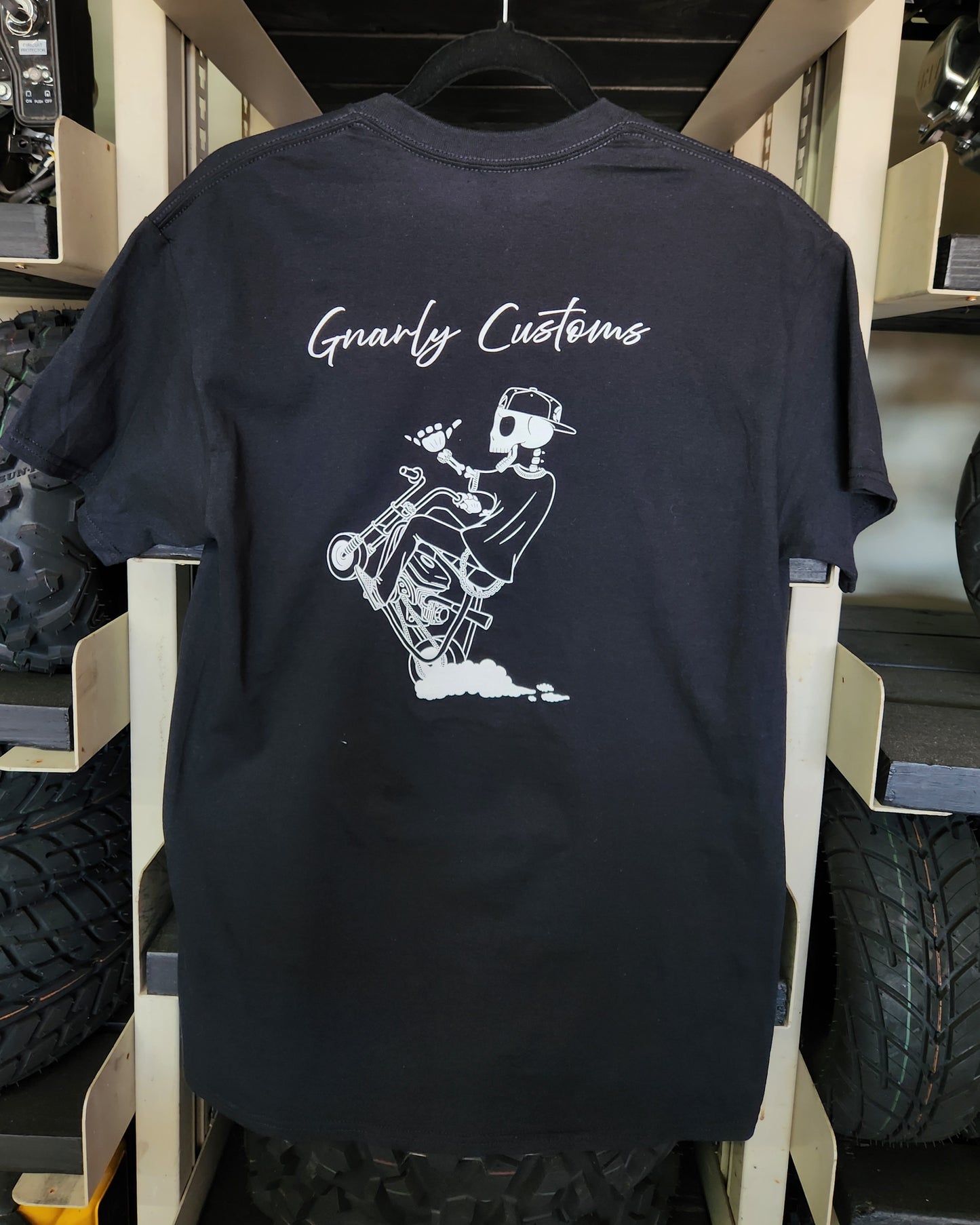 Dude Doing Wheelie Black and White Tee